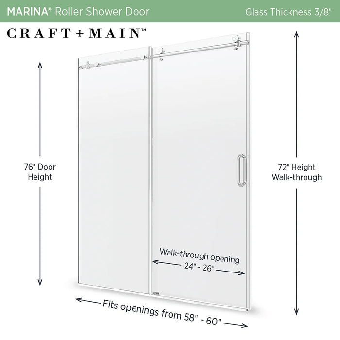 Marina Glass & Aluminum Silver Shower Door Silver 2