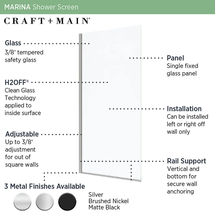 Marina Glass & Aluminum Brushed Nickel Shower Door Brushed Nickel 3
