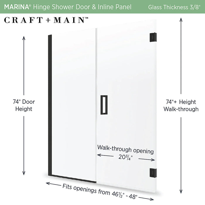 Marina Glass & Aluminum Matte Black Shower Door Matte Black 6