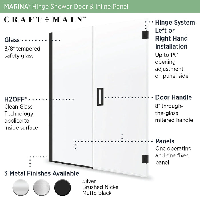 Marina Glass & Aluminum Matte Black Shower Door Matte Black 7