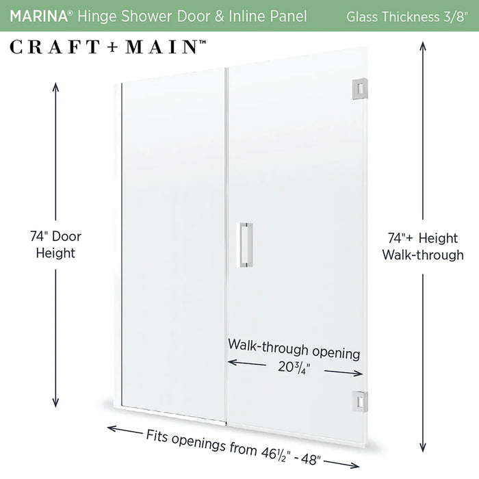 Marina Glass & Aluminum Silver Shower Door Silver 6