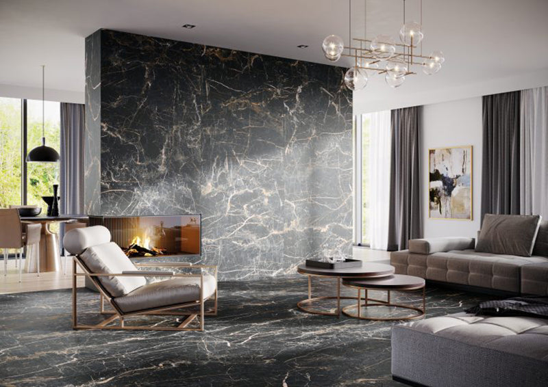 Markina Gold Porcelain Black Tile Polished 2