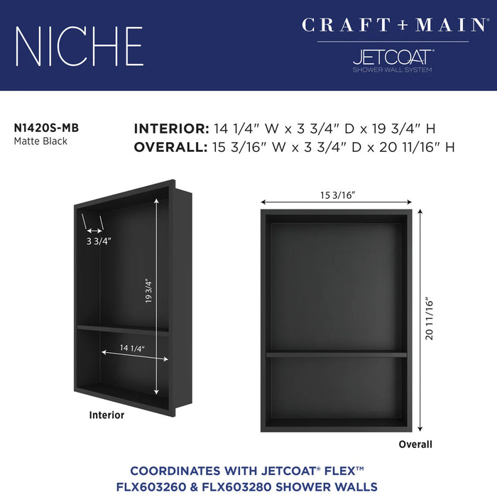 Stainless Steel Matte Black Shower Niche Matte Black 4