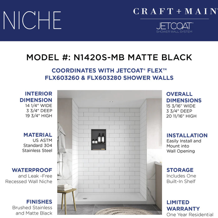 Stainless Steel Matte Black Shower Niche Matte Black 5