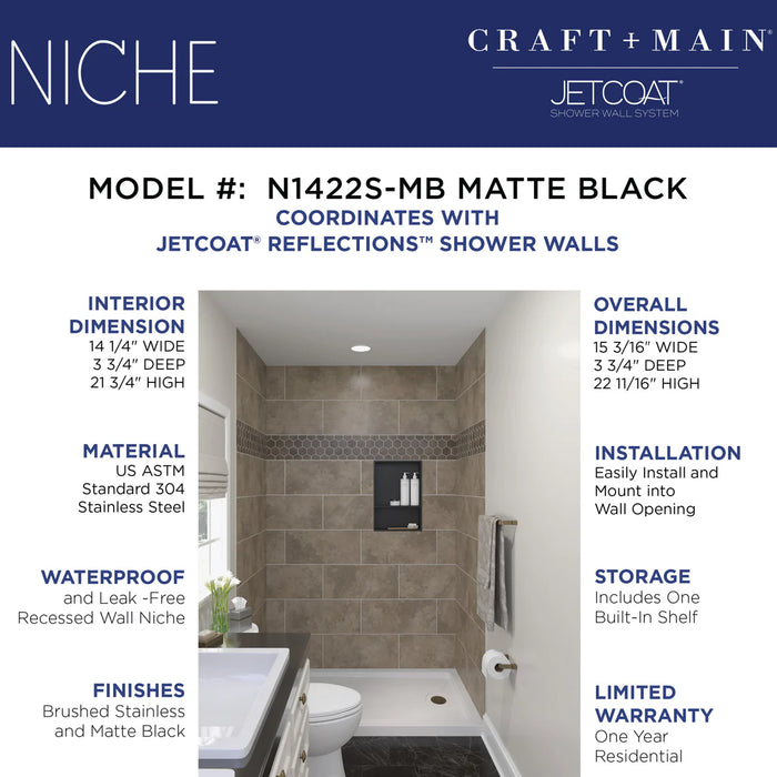 Stainless Steel Matte Black Shower Niche Matte Black 9