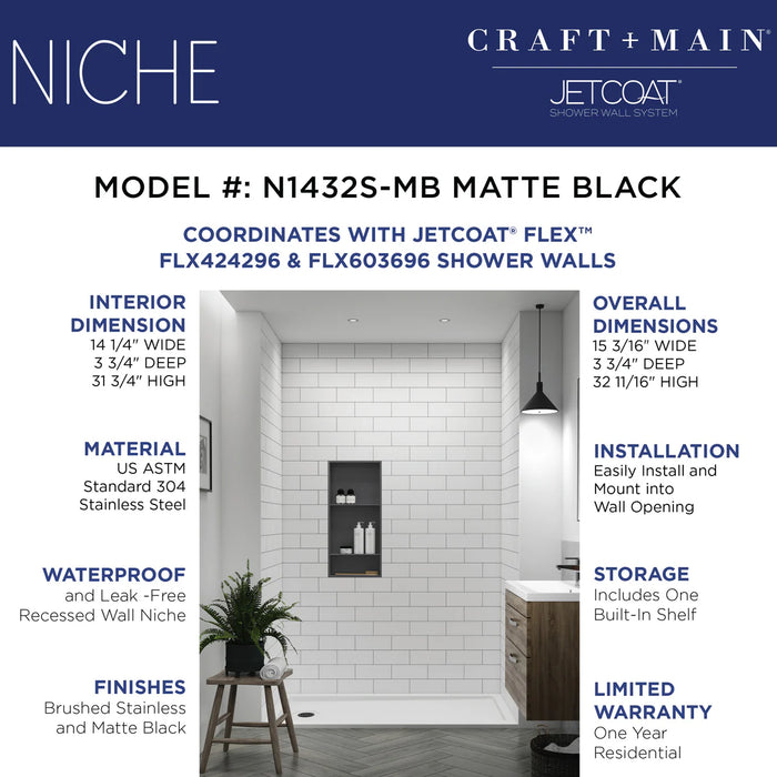 Stainless Steel Matte Black Shower Niche Matte Black 7