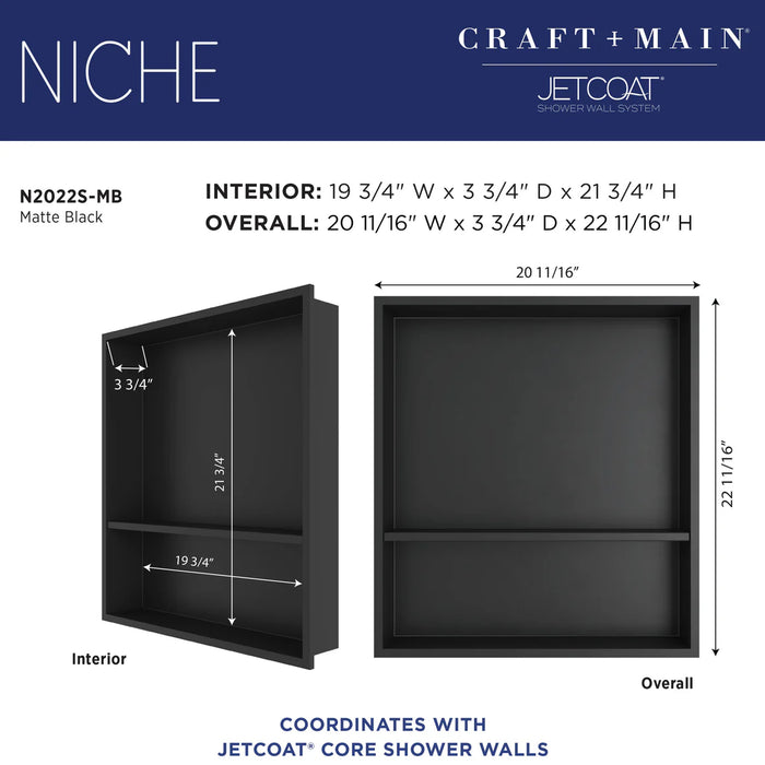 Stainless Steel Matte Black Shower Niche Matte Black 5