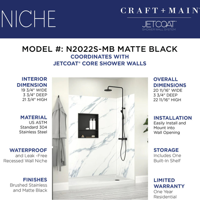 Stainless Steel Matte Black Shower Niche Matte Black 9