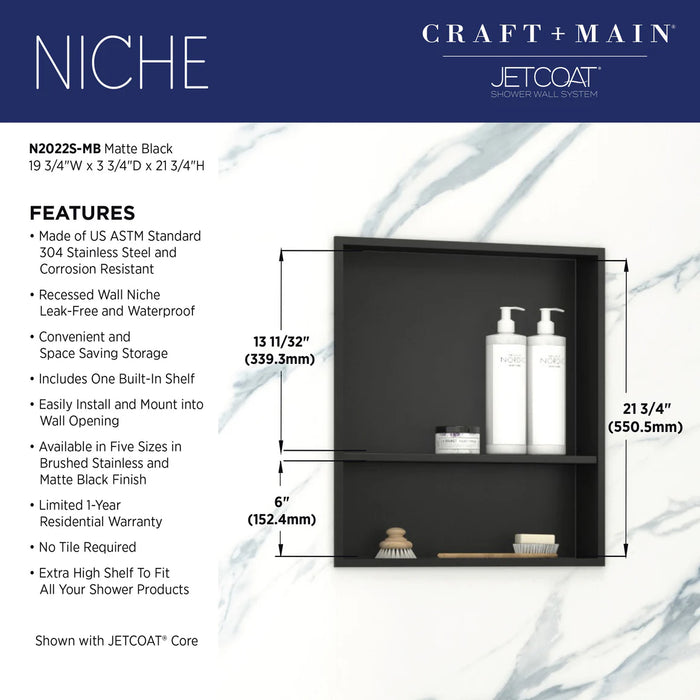Stainless Steel Matte Black Shower Niche Matte Black 7
