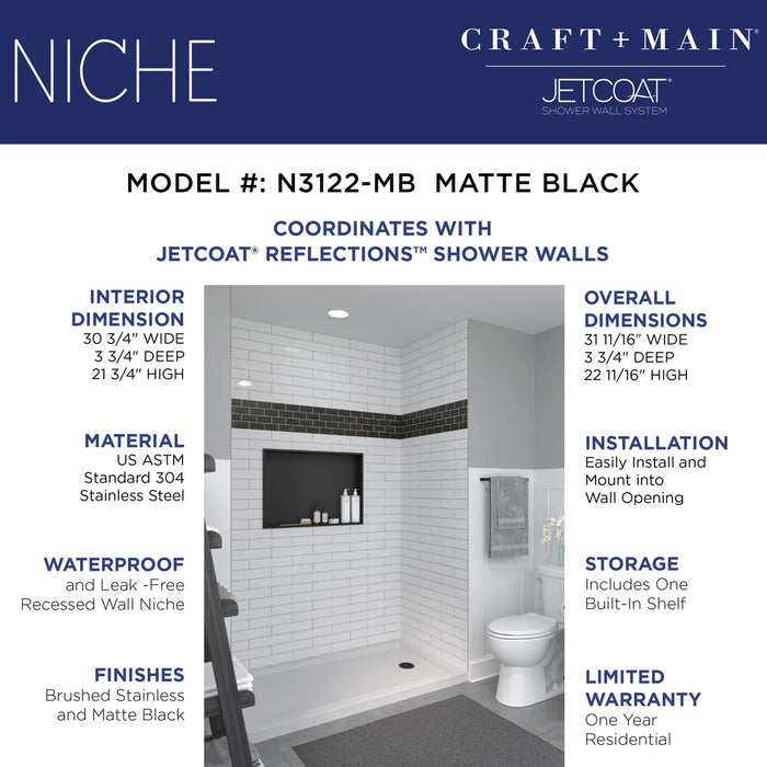 Stainless Steel Matte Black Shower Niche Matte Black 9