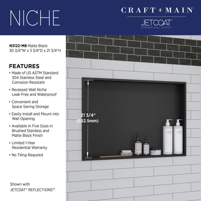 Stainless Steel Matte Black Shower Niche Matte Black 7