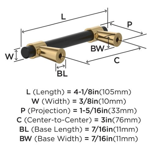 Mergence Zinc Matte Black / Champagne Bronze Cabinet Pull 9