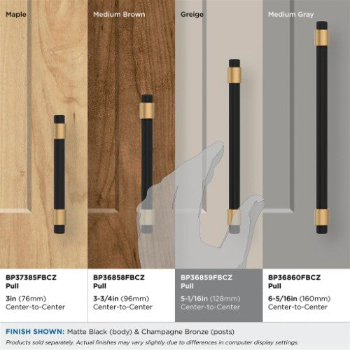 Mergence Zinc Matte Black / Champagne Bronze Cabinet Pull 30