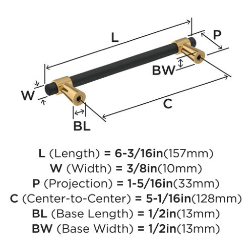 Mergence Zinc Matte Black / Champagne Bronze Cabinet Pull 11