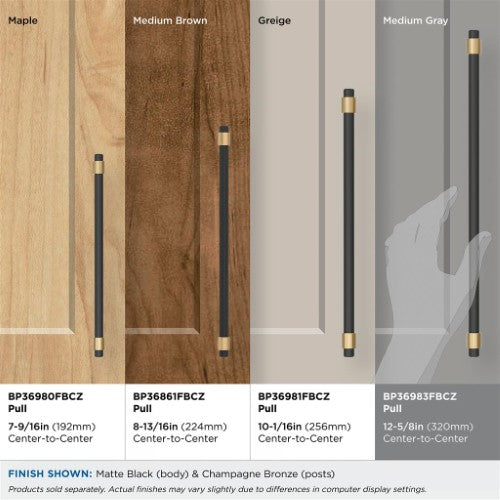 Mergence Zinc Matte Black / Champagne Bronze Cabinet Pull 27