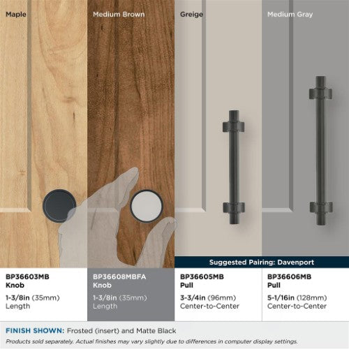 Oberon Zinc & Acrylic Matte Black / Frosted Acrylic Cabinet Knob 6