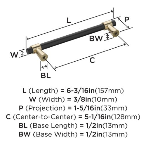 Mergence Zinc Matte Black / Golden Champagne Cabinet Pull 11