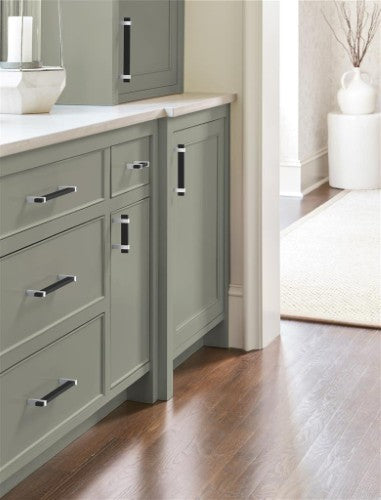 Mulino Zinc Matte Black / Polished Chrome Cabinet Pull 16