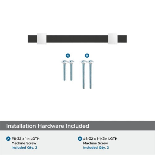 Mulino Zinc Matte Black / Polished Chrome Cabinet Pull 15