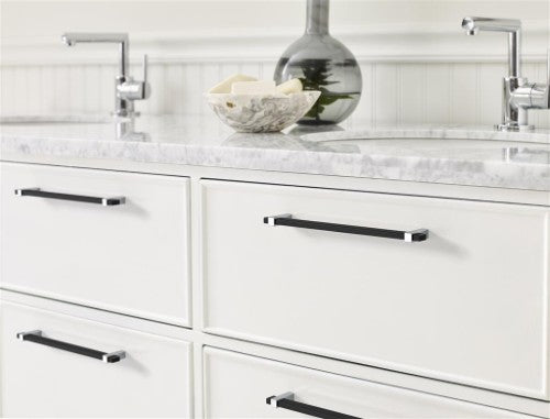 Mulino Zinc Matte Black / Polished Chrome Cabinet Pull 22