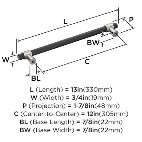 Mergence Zinc Matte Black / Polished Nickel Appliance Pull 3