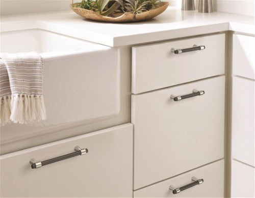 Mergence Zinc Matte Black / Satin Nickel Cabinet Pull 19