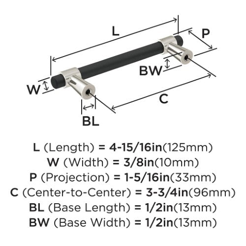 Mergence Zinc Matte Black / Satin Nickel Cabinet Pull 10