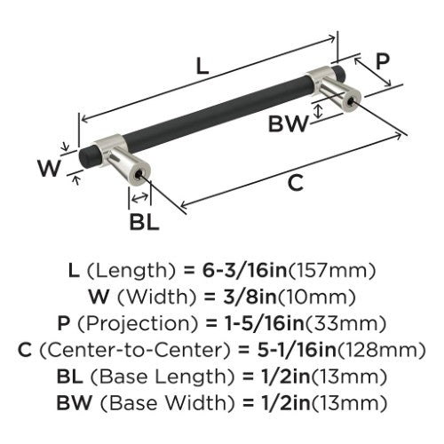 Mergence Zinc Matte Black / Satin Nickel Cabinet Pull 11
