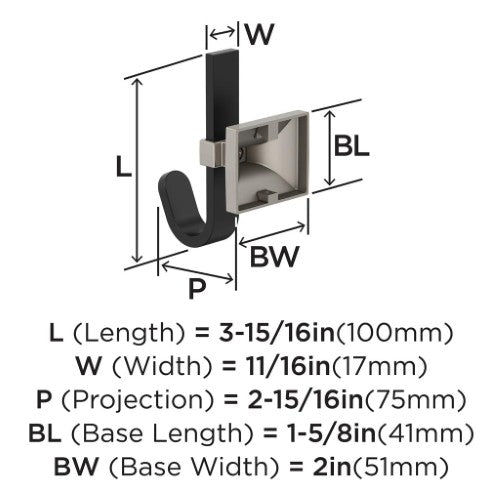 Burbank Zinc Matte Black / Satin Nickel Hook 2