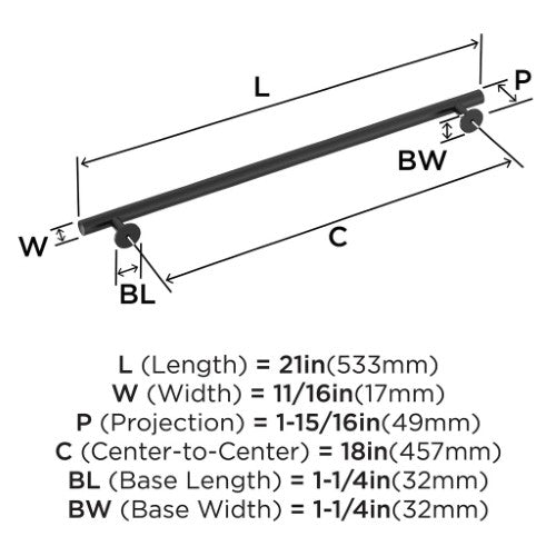 Radius Stainless Steel Matte Black Appliance Pull 5