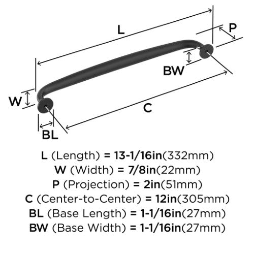 Renown Zinc Matte Black Appliance Pull 4