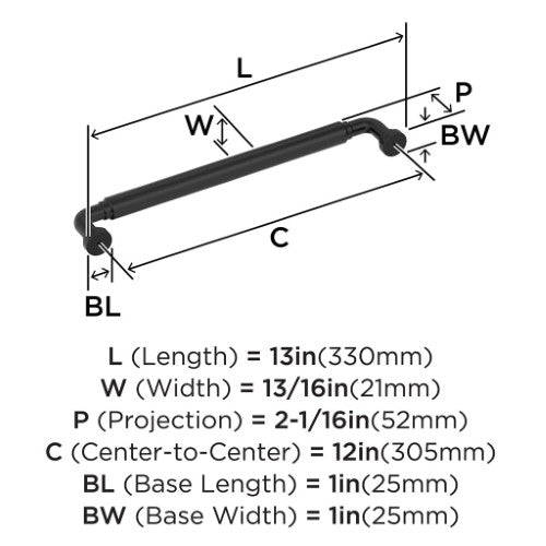 Coble Zinc Matte Black Appliance Pull 3