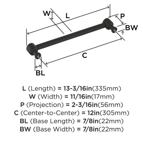 Dupont Circle Zinc Matte Black Appliance Pull 4