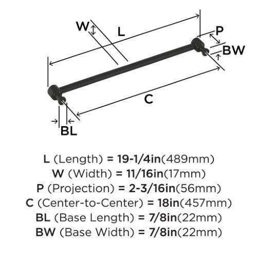 Dupont Circle Zinc Matte Black Appliance Pull 5