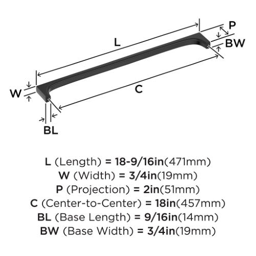 Merced Zinc Matte Black Appliance Pull 4