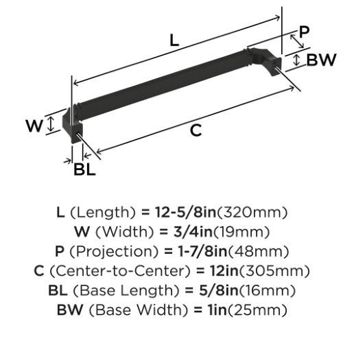 Townsend Zinc Matte Black Appliance Pull 3