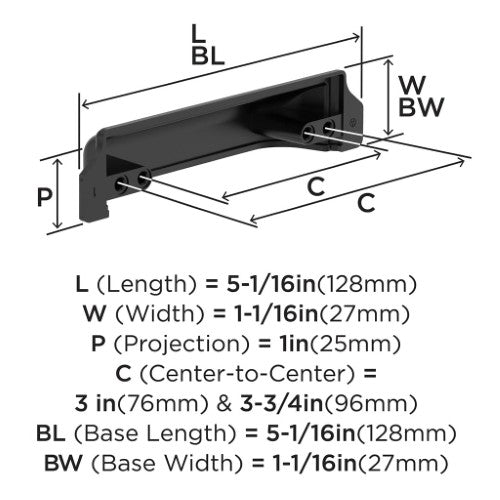 Haven Zinc Matte Black Cabinet Pull 2