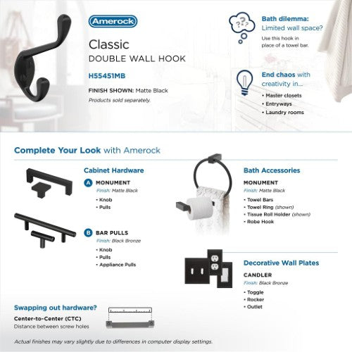 Noble Zinc Matte Black Hook 8
