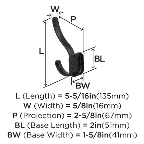 Granlyn Zinc Matte Black Hook 2