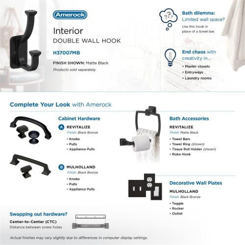 Alder Zinc Matte Black Hook 9