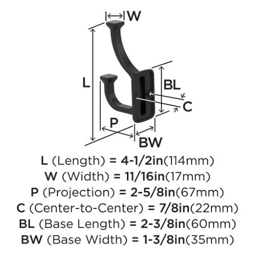 Alder Zinc Matte Black Hook 2