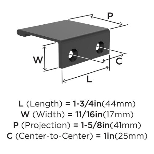 Streamline II Zinc Matte Black Cabinet Pull 6