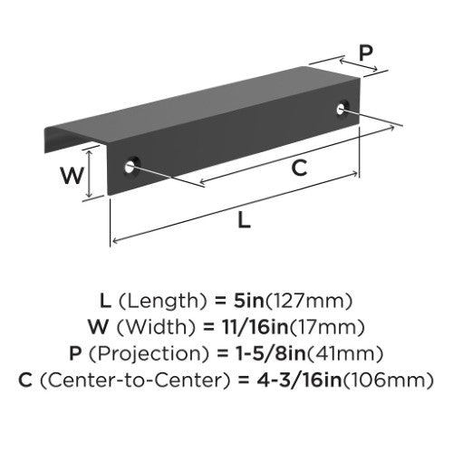 Streamline Tab Zinc Matte Black Cabinet Pull 9