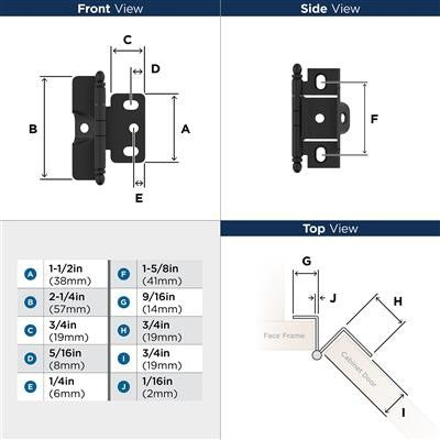 Decorative Hinges Steel Matte Black Cabinet Hinge 3