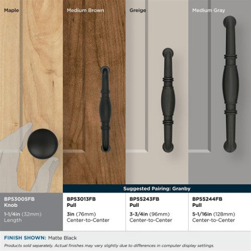 Edona Zinc Matte Black Cabinet Knob 5