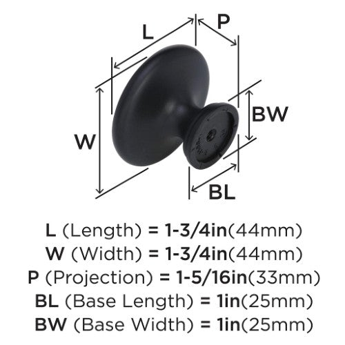 Inspirations Zinc Matte Black Cabinet Knob 4