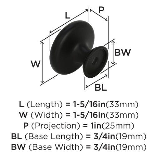 Inspirations Zinc Matte Black Cabinet Knob 3