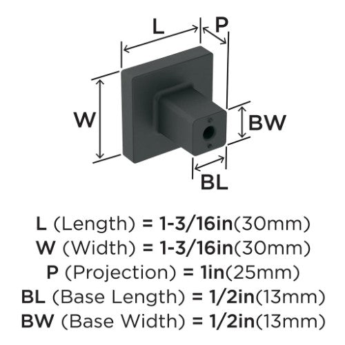 Monument Zinc Matte Black Cabinet Knob 2