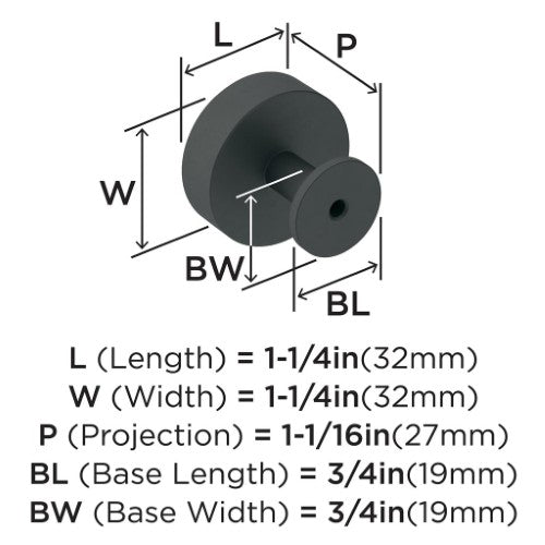 Radius Stainless Steel Matte Black Cabinet Knob 2