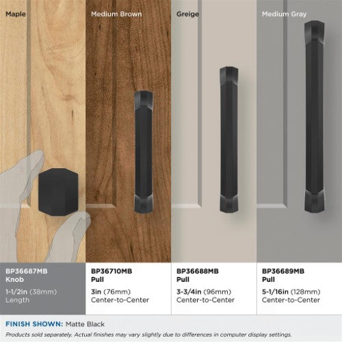 Bellamy Zinc Matte Black Cabinet Knob 6
